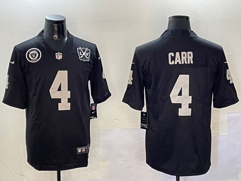 Men Oakland Raiders 4 Carr Black Second generation 2024 Nike Limited NFL Jersey style 01083